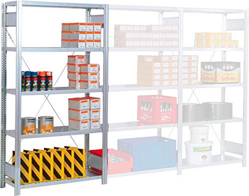 Regalwerk BERT Lagerregal Plus SW 350|5 Grundfeld 2000 x 1285 x 400 mm - mit Seitenwand - Fachlast 350 kg - 5 Stahlfachböden