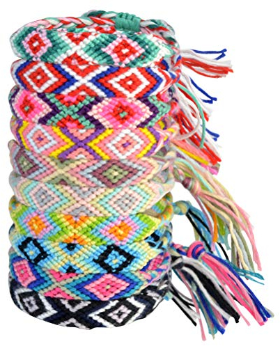 10 Stück Gewebte Armbänder Knöchel Fußkettchen Handgemachte Freundschaft Multi Farbe Unisex Armband für Erwachsene und Kinder