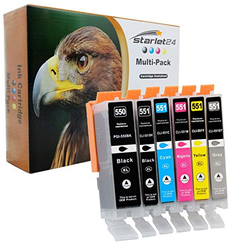 6X Druckerpatronen kompatibel zu Canon PIXMA iP-7250 iP-8750 iX-6850 MG-5450 MG-5550 MG-5650 MG-5655 MG-6350 MG-6450 MG-6650 MG-7100 MX-725 MX-925