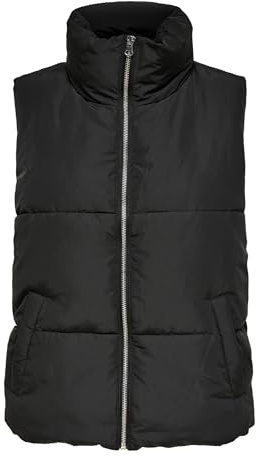 JdY Jdynewerica OTW Noos - Chaleco corto para mujer, Negro/Detalles: cremallera plateada, L