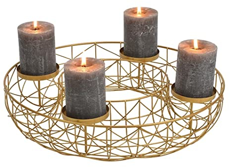 G. Wurm Adventskranz Halbkorb aus Metall Gold 10031682