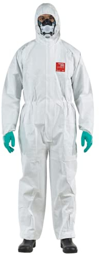 DSTOCK60- Lot de 15 Combinaisons AlphaTec 2500 STANDARD Taille XXXL - Blanc – Combinaison de protection jetable à capuche – Protection chimique de Catégorie III - Robuste et Légère