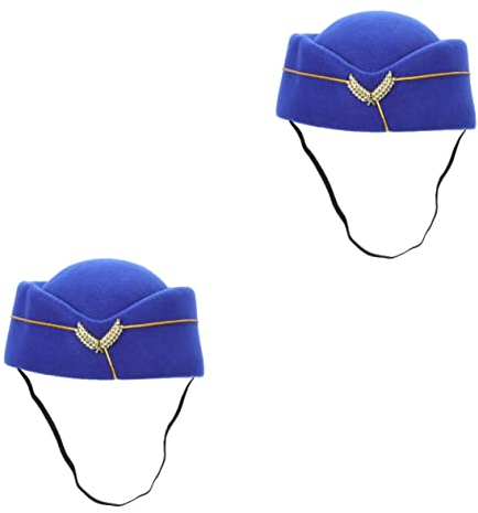 NUOBESTY Hut Flugbegleiterin 2st Stewardess Baskenmütze Vintage Britisch Stewardess Kostüm Matrosenhut Pilotenmütze Blauer Hut Der Stewardess Stewardess-hüte Kostüm Für Damen Fräulein Cosplay Gefühlt