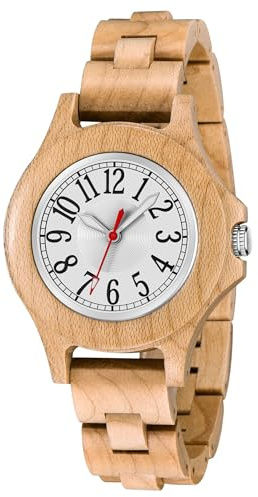 Tiong Señoras Reloj de Madera,Reloj de Pulsera analógico de Cuarzo para Mujer
