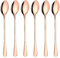 6PCS Latte Spoons Long Handle 19.5cm Rose Gold Teaspoons for Iced Coffee/Tea, Stainless Steel Coffee Spoons for Hot/Cool Drinking, Cake & Dessert & Ice Cream Spoons