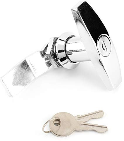 Garage Door Locks T Handle, Caravan Locks and Keys Trailer Hitch Lock Cam Lock Motorhome Locker Door Lock Swing Knob for Drawer Cabinet Door Cupboard Mail Box Lock (Bright Chrome)