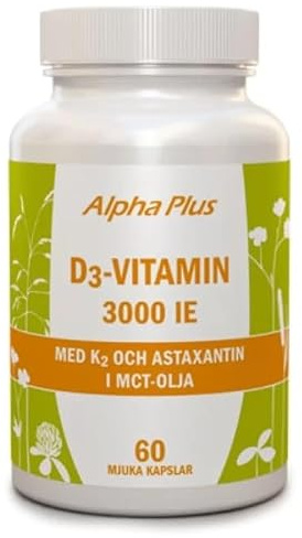 Alpha Plus D3-vitamin 3000 IE + K2 60 kapslar