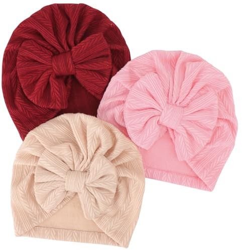 DRESHOW 3 PCS Sombreros y Gorras para Bebés Niño Niña Infantil Turbante Niño Bebé Nudo Sombrero Beanie Gorro