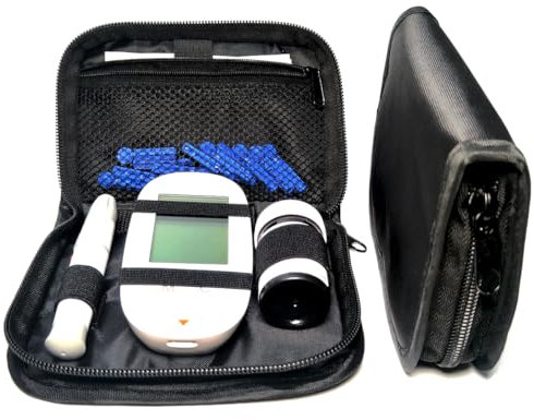 FSJLT Diabetes resefodral, diabetiska tillbehör bärväska, bärbart glukosmätare fodral glucometer förvaring organiserare för blodsockermätare och tillbehör, svart