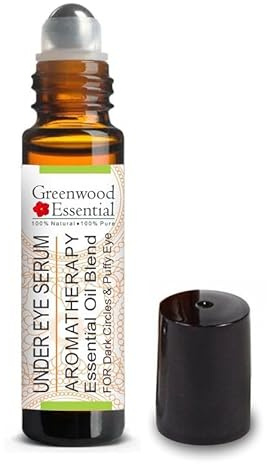 Greenwood Essential Under Eye Serum - Blend of German Chamomile, Coffee, Sandalwood, Rose Geranium, French Lavender & Fennel Seed Essential Oils 10ml (0.33 oz)(roll on)