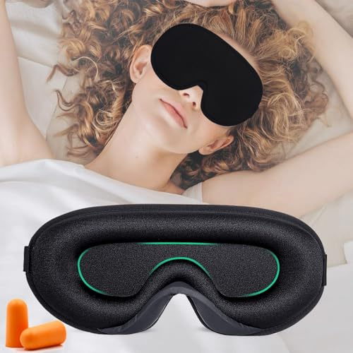 liuchanghe 100% Blackout Sleep Masks for Women & Men, Zero Eye Pressure Eye Mask for Sleeping, 3D Ultra Soft & Comfortable Blindfold for Sleep/Travel -EarPlugs Included