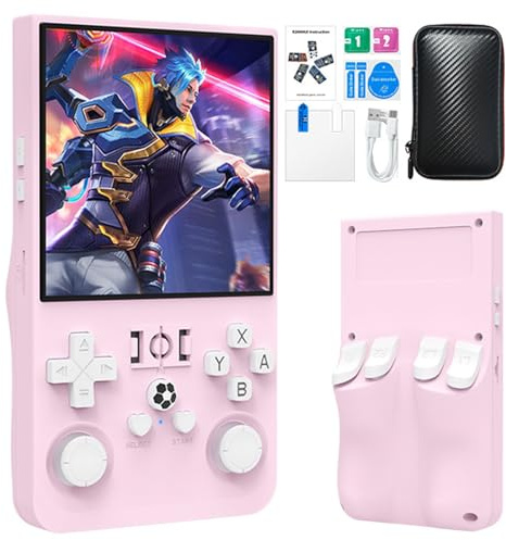 R36S Retro Handheld Games Console - 20000 Classic Games 4000mAh Battery,4 Inch HD Screen,Linux System Portable Mini Game Console-Pink||64G