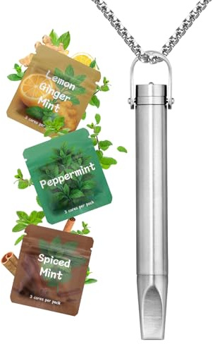 CARITATE andningshalsband färggradient, justerbar resistance andningscykel med utbytbart smakfilter, modedesign perfekt som presenttillfällen, bärbar för vardagen och resor