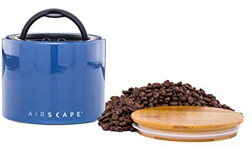 AirScape Keramik emaillierte Konservierungsstoffbox - Patentierte hermetische innere Vakuumdeckelluft - obere Glasabdeckung - kobaltblau - Volumen 1,9L - Fassungsvermögen 500g