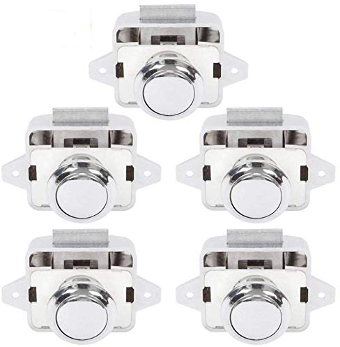 LESOLEIL Bouton Poussoir Camping Car - Serrure Loquet Porte Fermeture Placard Bouton pour RV caravane de moteur 5 pièces Argent