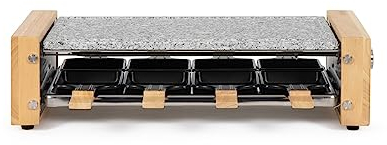 Livoo - Appareil à raclette 8 personnesDOC219 - finition bois véritable, avec gril en granite, 8 caquelons + 8 spatules en bois inclus
