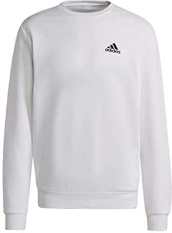 adidas Men's Essentials Fleece Sweatshirt, White/Black, L