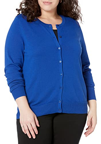 Amazon Essentials Gilet Col Rond Léger (Grandes Tailles Disponibles) Femme, Bleu Vif, XL