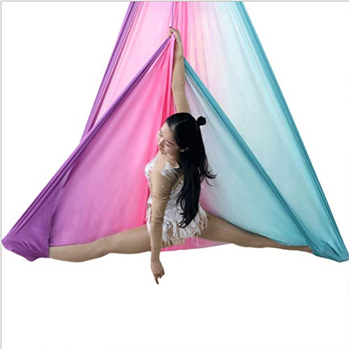 WWL Aerial Silks Amaca 5 Metri Multicolour 2020 Nuova Aerial Anti-Gravity Yoga Hammock Swing Volare Yoga Letto Bodybuilding Attrezzatura Inversione Orso 500 Kg Yoga Amaca Pilates Altalena Attrezzatura