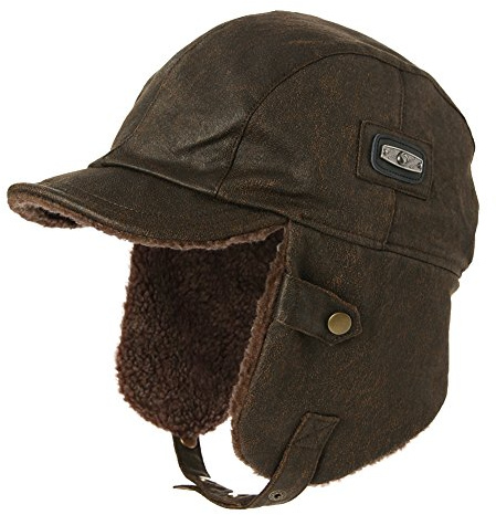TOP-EX - Cappello Trapper Invernale Impermeabile, Berretto da Aviatore con Paraorecchie Antivento - Caldo Cappello a Picco Foderato in Pile per Attività all'Aperto al Freddo e al Bagnato 55-66cm, Caff