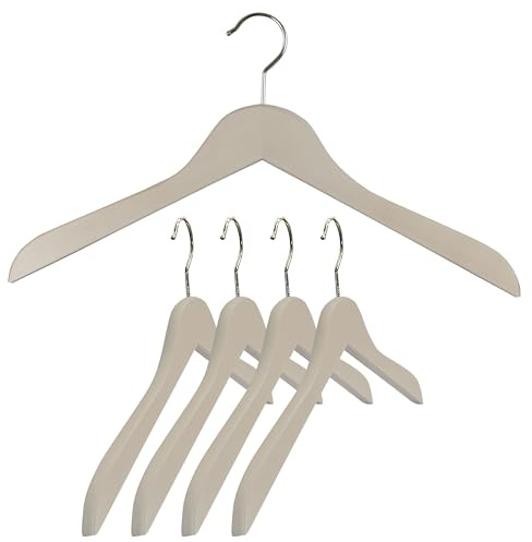 Mawa by Reston Lloyd, European Beech Wood Shirt Clothing Hanger, 17.5 Wide Nordic Pure Series, Set of 5, White Washed