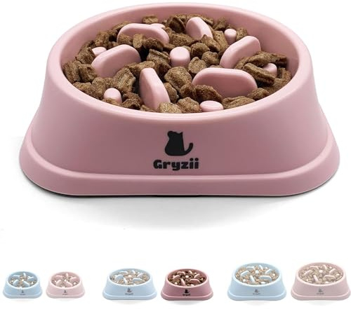 Antischlingnapf Hunde | Langsam und gesund Futterung, Verdauungsfördernd, Anti-Erbrechen Schlingnapf, rutschfest Standfuß, Hundenapf, Fressnapf, Mittelgroßer Hund (Rosa, Mittelgroßer Hund)
