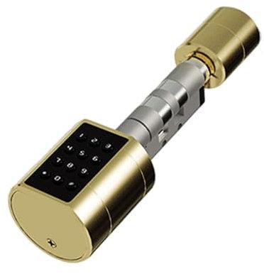 JISADER Cerradura de puerta inteligente, cilindro europeo, desbloqueo de tarjetas fácil de usar, Oro para Tuya