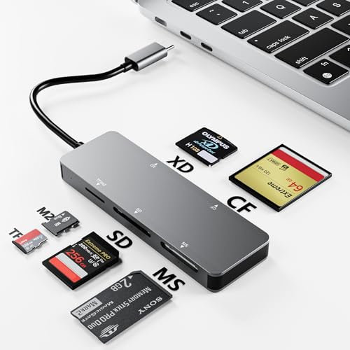 Höghastighets USB-C XD, 5 Gbit/s 6-i-1 grafikkortläsare för TF/SD/MS/M2/XD/CF, USB C XD-minneskortläsare kompatibel med Olympus och Fujifilm XD (1GB/2GB)