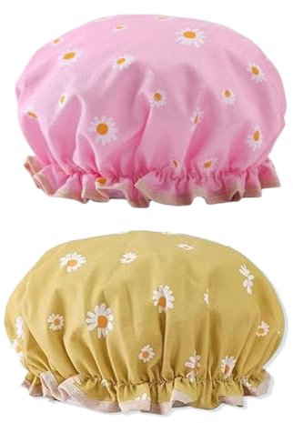 LAKJUOZ 2 Pezzi Cuffia Da Doccia Impermeabile Riutilizzabile Doppio Strato Cuffie Capelli Con Elastici Donna Spa Salone Viaggi Hotel Casa