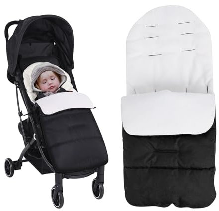 Winter Baby Fußsack, Universal-Kinderwagen-Schlafsack, Inter Baby Warm Schlafsack, Buggy Fleece Sack，Wasserdicht, Winddicht, Abnehmbar, Geeignet für Babys (Weiß)