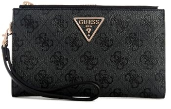 GUESS Damen Laurel Ii Double Zip Wallet, Organizer-Geldbörse, Kohle-Logo