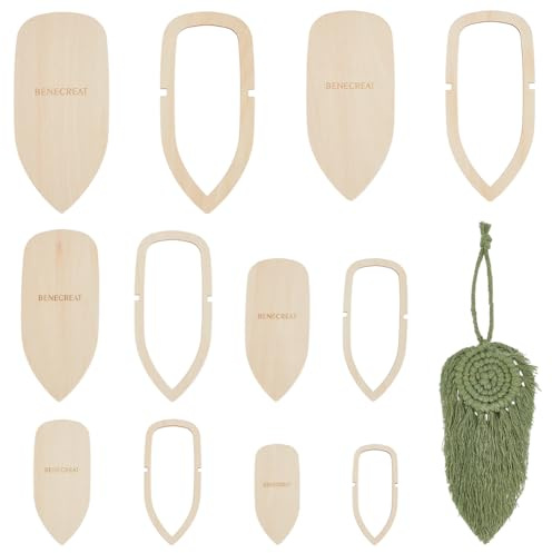 BENECREAT 12 plantilla para Cortar Plumas de Macramé, Moldes para Cortar Madera, Herramienta de Macramé para Tejer Flecos Y Borlas para Colgar En la Pared,Plantillas de Manualidades DIY,3mm de Espesor