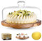 Tel Charme * Premium Tortenständer mit Glasdeckel - Multifunktions Kuchenplatte aus Holz mit 360° Drehfunktion für Torten, Desserts - Inkl. Tortenglocke & Servierfuß, Party-Dekoration