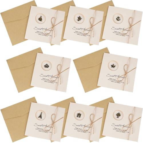 8 Pcs Carte de Voeux, Carte Merci, Rétro Carte Remerciement, Cartes de Vœux Faites à la Main, Carte Postale Décorée, pour Noël, Anniversaire, Saint-Valentin Maitresse (18 x 10.5mm)
