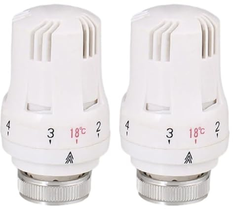 2 Pcs Thermostatic Radiator Heads, Automatical Temperature Control Heads, M30 x 1.5 threaded Anti Freeze Radiator Valve Heating Systems for Home Office