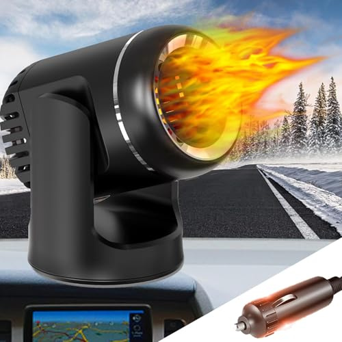 Chuankefanxing Calentador para Coche, Calentador y desempañador portátil para Coche, desempañador de Parabrisas, Calentador para Coche de 12 V y 150 W con Enchufe para Encendedor