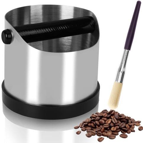 LURICO Avtappningsbehållare för portagare, 700 ml stor rostfritt stål kaffe knockbox, espresso avslagslåda med avtagbar knock bar och kaffeborste, kaffe knackbox för kaffesump insamling återvinning