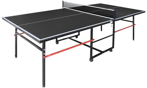 Ping Pong Table Foldable & Portable 6/8/9FT Table Tennis Table Set for Indoor & Outdoor Games with Net & Post, 2 Table Tennis Paddles and 3 Balls (Black-8FT)