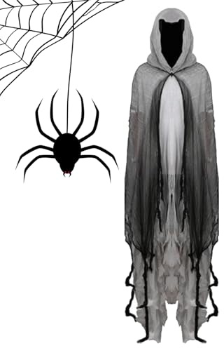 Häxkappa med - 3,39 x 9,45 x 3,94 tum andningsbar Halloween Ghost Cape, Läskig kostym för vuxna, lättviktig förtrollad husdräkt | Häxlager för kvinnor,