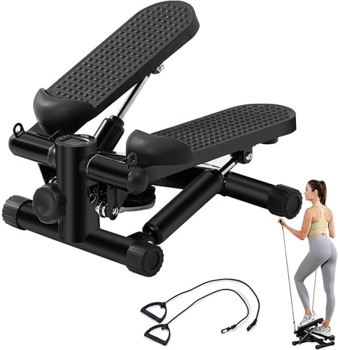 Mini Stepper Per Esercizi - Stepper Cardio Fitness Con Display Lcd, Macchina Per Step Con Fasce Di Resistenza Rimovibili Per Palestra In Casa, Pedale Antiscivolo, Allenamento Per Tonificare Le Gambe