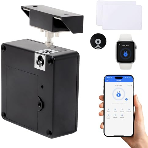 Serrure Electronique Armoire, Serrure de Tiroir Intelligente avec 2 Cartes IC, Serrure Intelligente avec Application NFC, Serrures Cachées pour Tiroirs, Coffres, Casiers, Boîtes aux Lettres