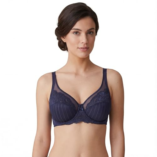 Selene, Reggiseno Contenitivo Donna in Pizzo, con Ferretto e Senza Imbottitura, Collezione Mariluz, Colore Blu, Taglia 8D