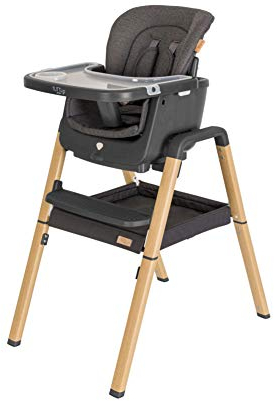 Tutti Bambini Nova Highchair - 7-in-1 Portable High Chair, Baby Chair with Feeding Tray, Washable Seating & Travel Bag, Folding High Chairs for Babies and Toddlers from 6+ Months (Grey/Oak)