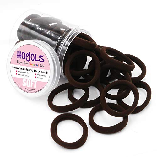 HOYOLS 50 st mjuka elastiska hårband, stora nylonväv, hästsvanshållare, band för tjockt tungt lockigt hår, sömlösa hårsnoddar utan glid ingen skada (Espresso)