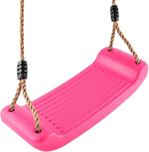 Schaukelsitz/Schaukelbrett/Brettschaukel aus witterungsbeständigem Kunststoff, Seile verstellbar bis 200 cm, Farbe: (pink)