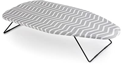 Jata Hogar HPLA8214 Tisch-Bügelbrett, 75 x 34 cm, zum Aufhängen, platzsparend, Baumwollbezug, Grau und Weiß, klein