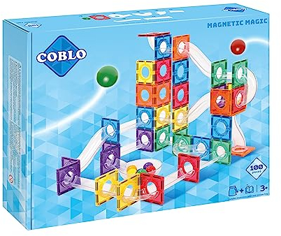 Coblo Classic Kugelbahn 100-teilig - Magnetische Murmelbahn - Kreatives Konstruktionsspielzeug - Ideal für Kinder von 3 bis 12 Jahren