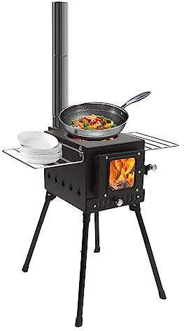 Four de tente, poêle à bois portable amovible et pliable pour tentes, abris et camping