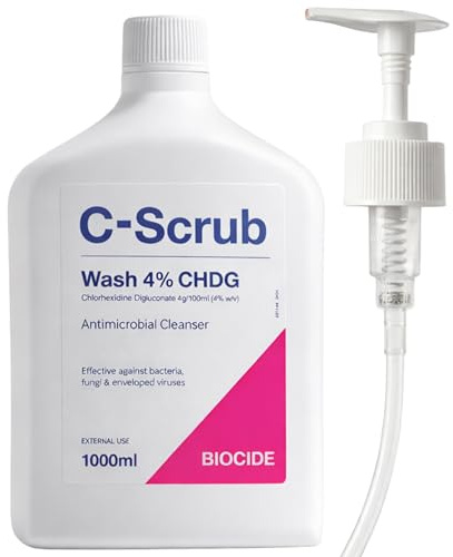 C-Scrub Chlorhexidine 4% w/v Hand and Skin Cleanser Wash 1000 ml with Pump Dispenser Anti-Microbial Disinfectant with Bergamot and Neroli Scent