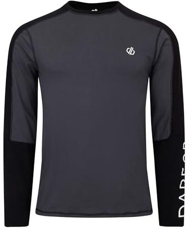 Dare2B Mens Exchange III Thermal Baselayer Top with Advanced Q-WIC+ Technology, Perfect for Wintersports & Outdoors Black Grey